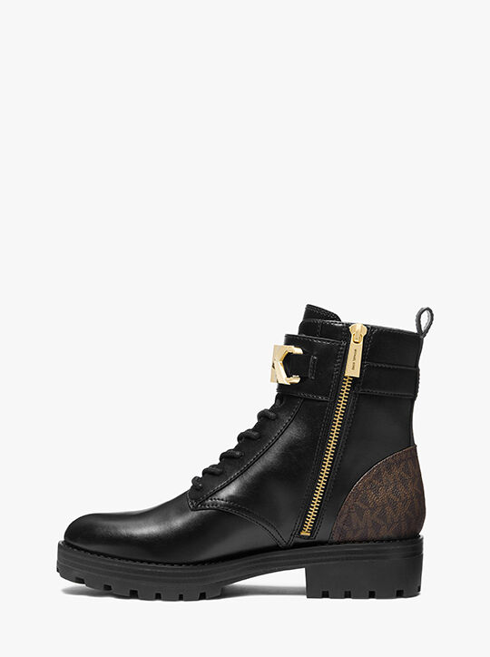 Reed Faux Leather and Logo Combat Boot | Michael Kors Official Website