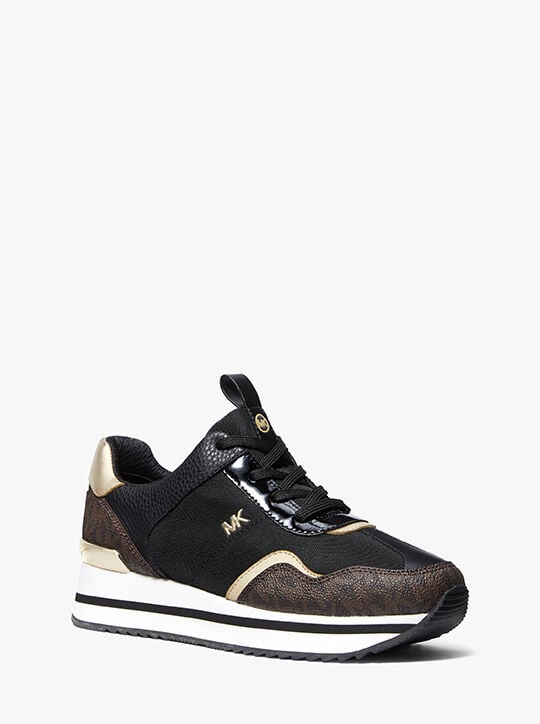 Raina Mixed-Media Platform Trainer michael kors raina mixed media platform trainer