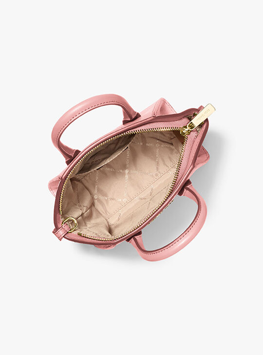 Avril Extra-Small Leather and Suede Satchel, POWDER BLUSH