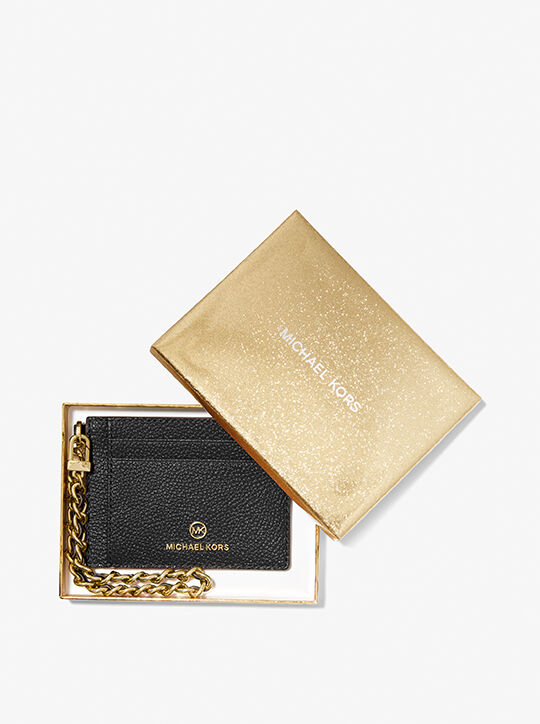 Small Pebbled Leather Chain Card Case michael kors small pebbled leather chain card case
