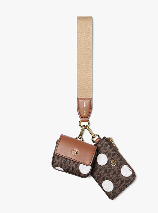 Jet Set Polka Dot Signature Logo Dual Pouch Wristlet michael kors jet set polka dot signature logo dual pouch wristlet