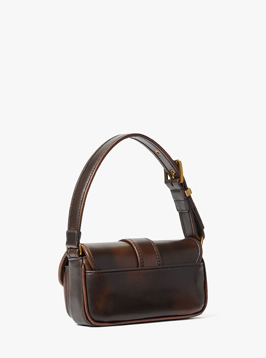 Colby Extra-Small Burnished Leather Shoulder Bag, CHOCOLATE
