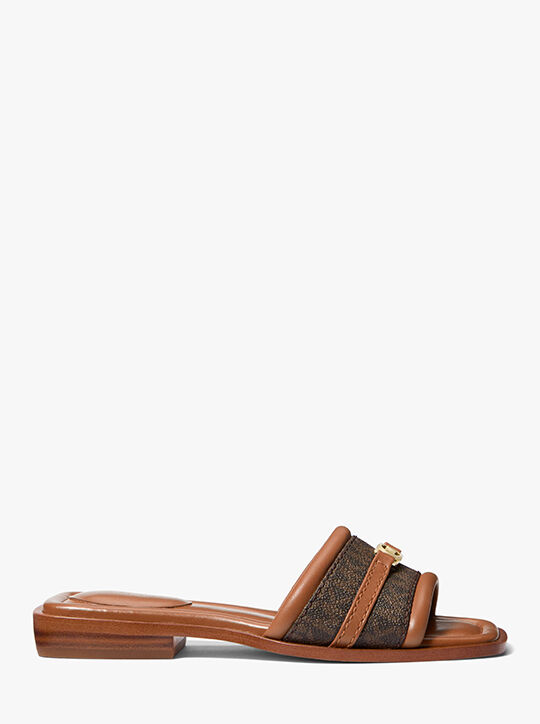 Mandy Signature Logo Slide Sandal michael kors mandy signature logo slide sandal