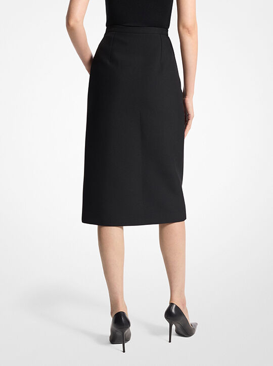 michael kors wool gabardine blend slit skirt