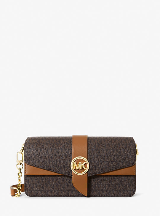Greenwich Medium Logo Shoulder Bag, BRN/ACORN | Michael Kors KWT