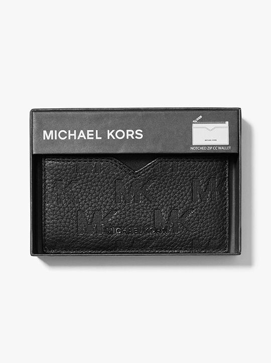 michael kors hudson logo embossed leather card case