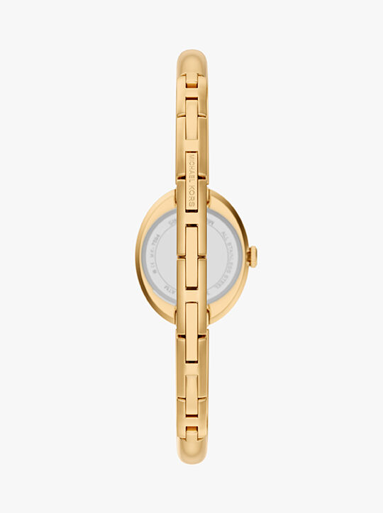 michael kors maude three hand gold tone stainless steel watch
