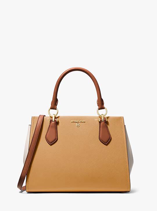 Marilyn Medium Color-Block Saffiano Leather Satchel michael kors marilyn medium color block saffiano leather satchel