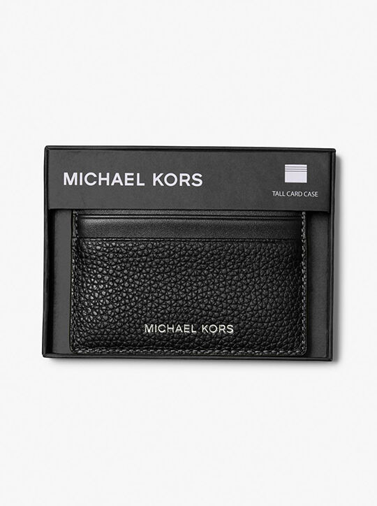 michael kors cooper pebbled leather tall card case