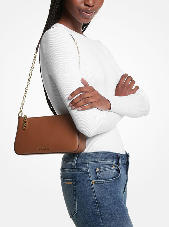 michael kors empire medium leather chain link pochette