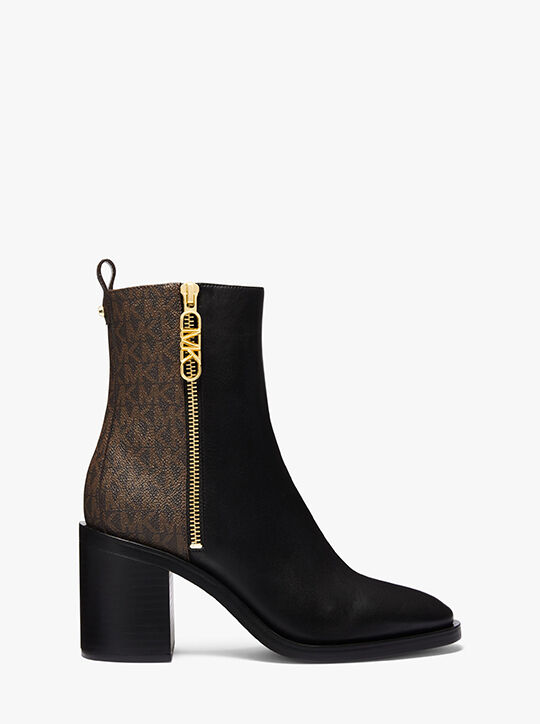 Regan Leather and Signature Logo Boot michael kors regan leather and signature logo boot