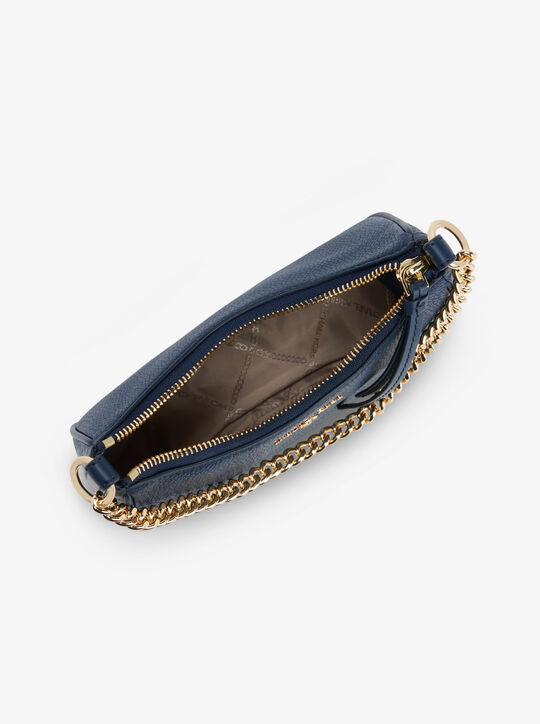 Jet Set Charm Small Pebbled Leather Pochette, NAVY | Michael Kors KWT