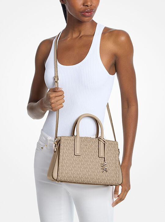 Laila Small Signature Logo Satchel michael kors laila small signature logo satchel