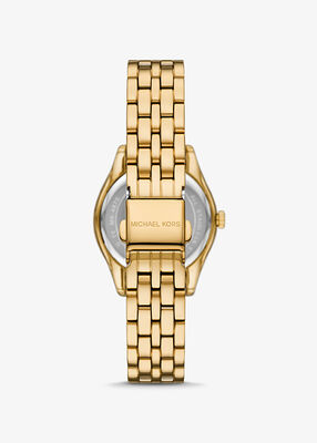 michael kors harlowe three hand gold tone stainless steel watch