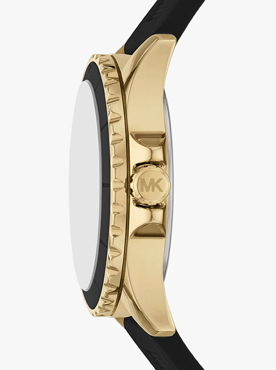 michael kors ساعة إيفرست كبيرة الحجم باللون الذهبي والسيليكون