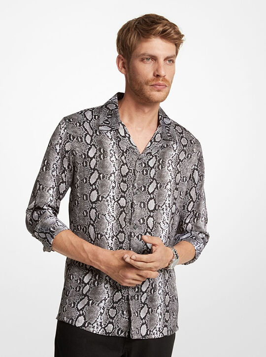 michael kors python printed woven shirt
