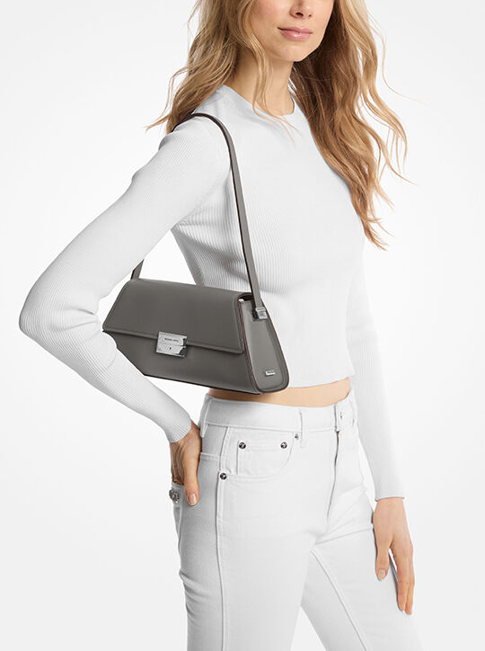 michael kors حقيبة كتف لودلو جلدية متوسطة الحجم