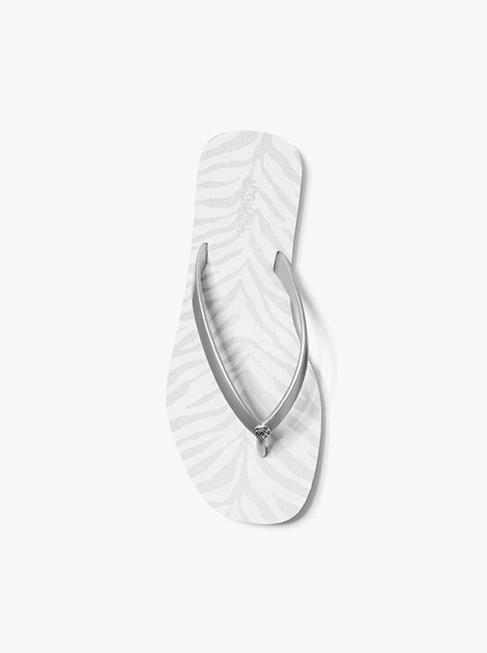 Jinx Metallic Zebra Print Flip Flop michael kors jinx metallic zebra print flip flop