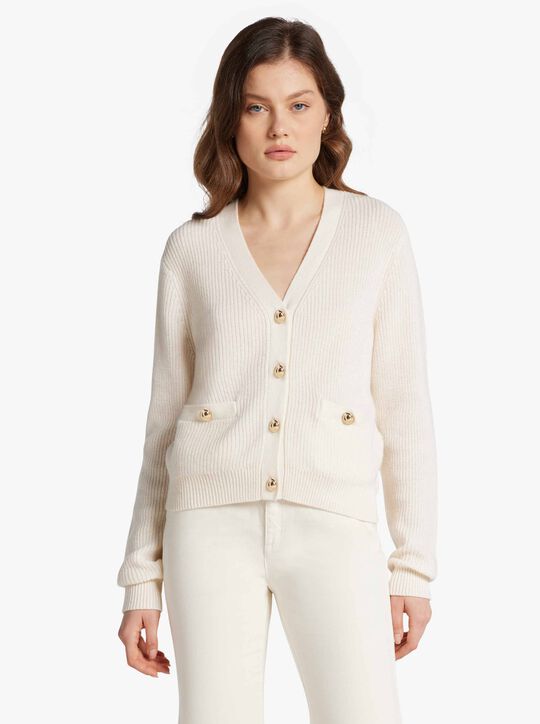 Ribbed Wool Blend Cardigan michael kors ribbed wool blend cardigan