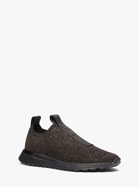Bodie Logo Tape Metallic Stretch Knit Slip-On Trainer michael kors bodie logo tape metallic stretch knit slip on trainer