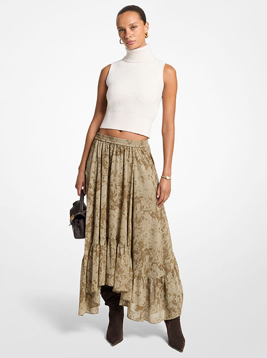 michael kors floral print georgette high low skirt