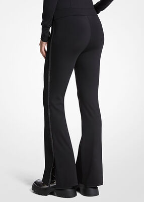 michael kors logo tape stretch nylon flared leggings