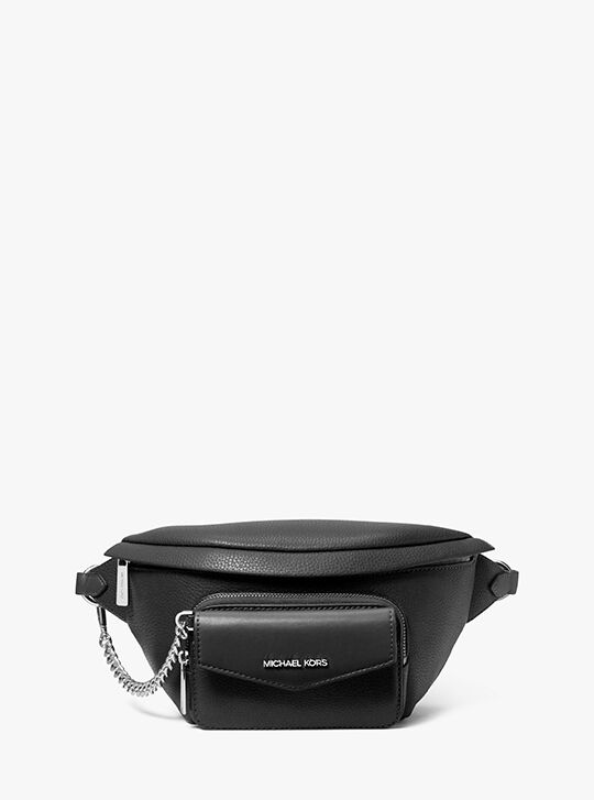 Maisie Large Pebbled Leather 2-in-1 Sling Pack, BLACK | Michael
