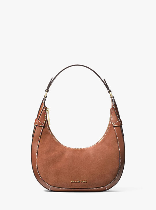 Preston Small Suede Crescent Shoulder Bag michael kors preston small suede crescent shoulder bag