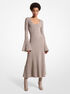 Ribbed Stretch Cashmere Flare-Sleeve Dress michael kors ribbed stretch cashmere flare sleeve dress