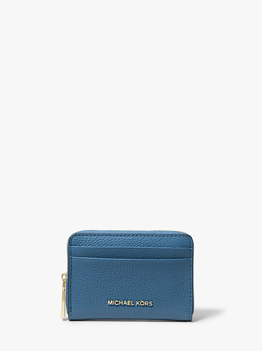 Jet Set Small Pebbled Leather Zip-Around Card Case michael kors jet set small pebbled leather zip around card case