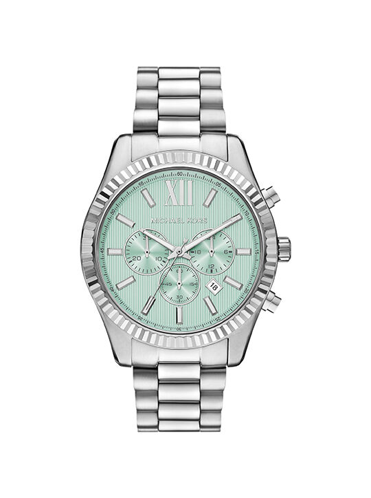 michael kors oversized lexington silver tone watch