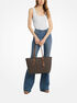Quinn Large Signature Logo and Leather Tote Bag michael kors quinn large signature logo and leather tote bag