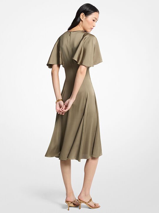 Cape Sleeve Satin Midi Dress michael kors cape sleeve satin midi dress
