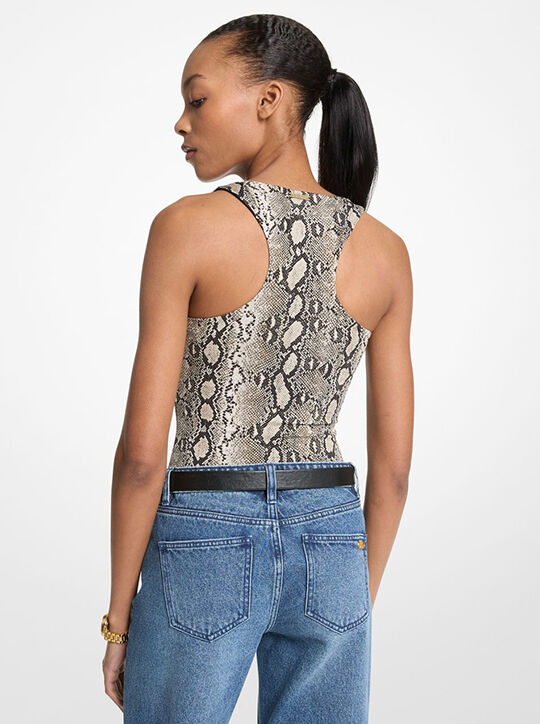 Snake Print Scoop-Neck Bodysuit michael kors snake print scoop neck bodysuit