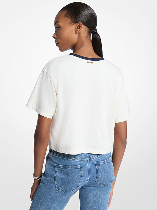 michael kors تي شيرت قطني مزين