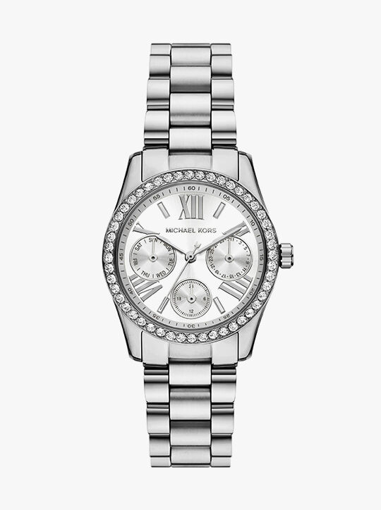michael kors lexington pav  silver tone modern watch