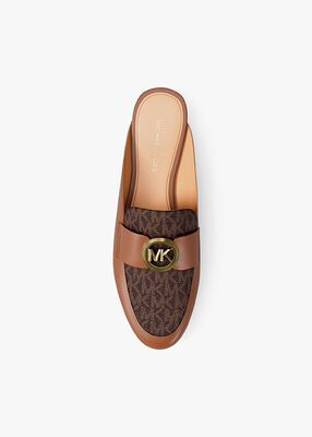 michael kors mckenzie leather and signature logo mule