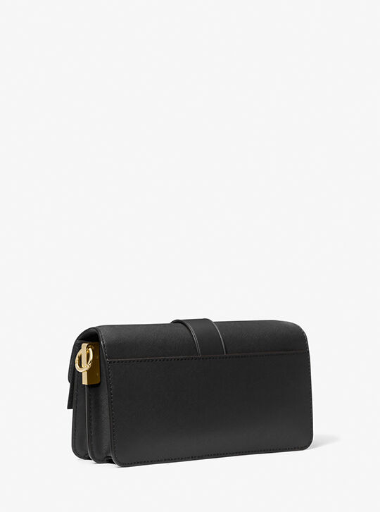 Greenwich Medium Saffiano Leather Shoulder Bag, BLACK | Michael
