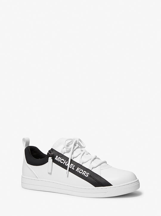 Keating Leather and Mesh Zip-Up Sneaker michael kors keating leather and mesh zip up sneaker