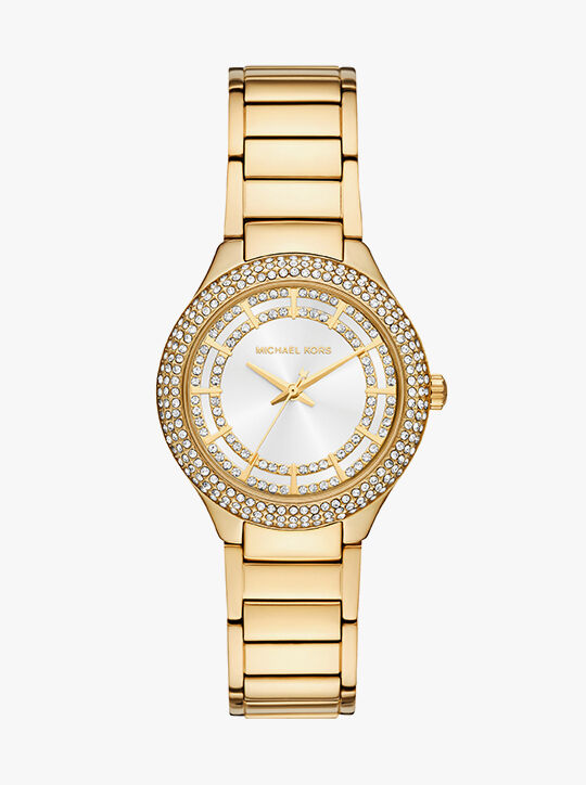michael kors sylvia three hand gold tone watch