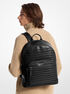 michael kors hudson crocodile embossed leather commuter backpack