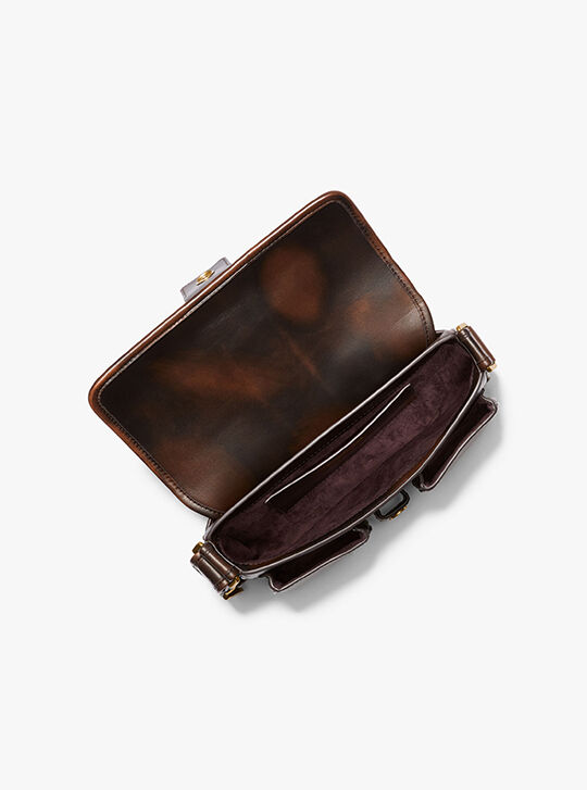 Colby Medium Burnished Leather Shoulder Bag, CHOCOLATE | Michael