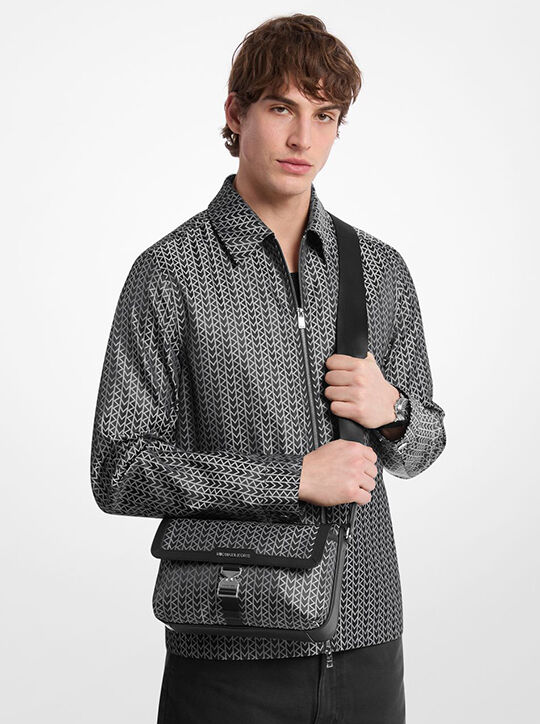 michael kors eli mk2000 logo jacquard messenger bag