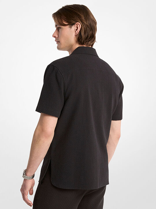 michael kors cotton waffle camp shirt