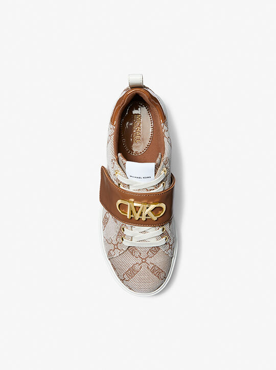 michael kors emmett embellished empire logo jacquard trainer