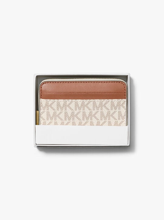 michael kors jet set small signature logo zip around card case