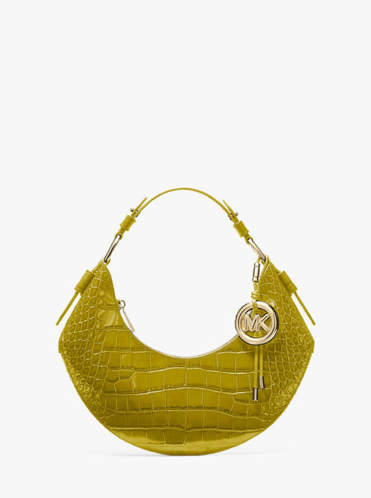 michael kors حقيبة كتف كوا متوسطة الحجم من جلد التمساح المنقوش