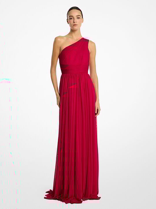 Chiffon Jersey One-Shoulder Gown michael kors chiffon jersey one shoulder gown