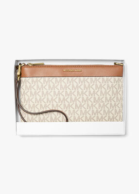 michael kors jet set medium signature logo wristlet