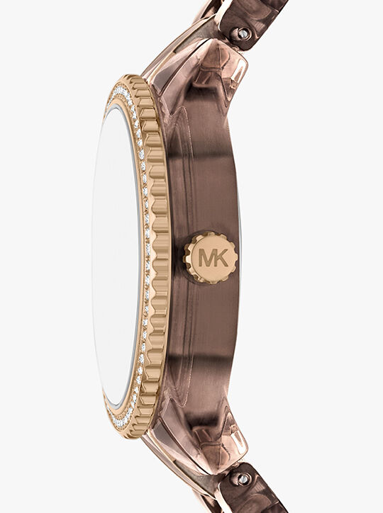 Ritz Pavé Beige Gold-Tone and Acetate Watch michael kors ritz pav beige gold tone and acetate watch